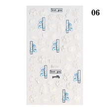 Load image into Gallery viewer, White Embossed Flower Lace Sticker Decal Wedding Nail Art Designs Floral Butterfly Japanese Manicures Nail Decoration Metallic Curve Strip Line Nail Decal Self-Adhesive 3D Wave Design Decoration for Women Girls Adhesive Striping Tape Nail Art Stickers