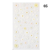 Load image into Gallery viewer, White Embossed Flower Lace Sticker Decal Wedding Nail Art Designs Floral Butterfly Japanese Manicures Nail Decoration Metallic Curve Strip Line Nail Decal Self-Adhesive 3D Wave Design Decoration for Women Girls Adhesive Striping Tape Nail Art Stickers
