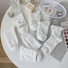 Load image into Gallery viewer, White Lace Socks Women Heart Bowknot Cotton Socks Femme Sweet Socks Ankle Socks Dress Socks For Women