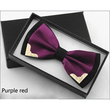 Load image into Gallery viewer, White Men Elegant Polyester Butterfly Bowtie Metal Corners Wedding Bowtie Party Bow Ties