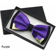 Load image into Gallery viewer, White Men Elegant Polyester Butterfly Bowtie Metal Corners Wedding Bowtie Party Bow Ties