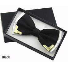 Load image into Gallery viewer, White Men Elegant Polyester Butterfly Bowtie Metal Corners Wedding Bowtie Party Bow Ties