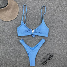 Load image into Gallery viewer, White Push Up Woman Swimsuit Bikini Set Two Piece Smocked Swimsuits Ruffle Off Shoulder Bathing Suit With High Waist Bottoms New Summer Beach Bikini Set Solid Swimming Suit For Women Swimwear Bathing Suit