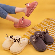 Load image into Gallery viewer, White Slippers For Women Fuzzy Cute Antlers Warm Animal Memory Foam Plush Women Men Indoor Outdoor Bedroom Slippers Fur Home Slippers For Women Memory Foam Anti-Slip Cozy Fluffy Outdoor Indoor Warm Slippers