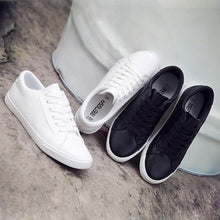Load image into Gallery viewer, White Summer Womens Sneakers Trainers White Leather Canvas Shoes Tenis Classic Casual Cotton Slip On Canvas Comfortable Walking Flats Sneakers
