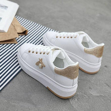 Load image into Gallery viewer, White Women Sneakers Platform Fashion Rhinestone Sneakers Lace Up Casual Shoes Breathable Comfortable Women's Casual Flats Elegant High Quality Sport Women Sneakers