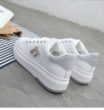 Load image into Gallery viewer, White Women Sneakers Platform Fashion Rhinestone Sneakers Lace Up Casual Shoes Breathable Comfortable Women's Casual Flats Elegant High Quality Sport Women Sneakers