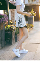 Load image into Gallery viewer, White Women Sneakers Platform Fashion Rhinestone Sneakers Lace Up Casual Shoes Breathable Comfortable Women's Casual Flats Elegant High Quality Sport Women Sneakers