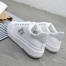 Load image into Gallery viewer, White Women Sneakers Platform Fashion Rhinestone Sneakers Lace Up Casual Shoes Breathable Comfortable Women's Casual Flats Elegant High Quality Sport Women Sneakers