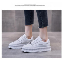 Load image into Gallery viewer, White Women Spring Running Thick Shoes Woman Comfortable Sneakers Leather Spring Flats Trainers Outdoor Vulcanize Slip On Trainers Fashion Platform Sneakers