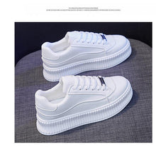 Load image into Gallery viewer, White Women Spring Running Thick Shoes Woman Comfortable Sneakers Leather Spring Flats Trainers Outdoor Vulcanize Slip On Trainers Fashion Platform Sneakers