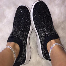 Load image into Gallery viewer, White Womens Crystal Sneakers Spring Autumn Casual Zipper Flat Shoes Non-slip Breathable Outdoor Espadrilles Breathable Mesh Simple Design Slip-On Shoes Women Mesh Casual Espadrilles
