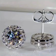 Load image into Gallery viewer, White Zirconia Round Stud Earrings