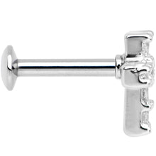 Load image into Gallery viewer, 1/4 Clear CZ Internally Threaded Cross Labret Monroe