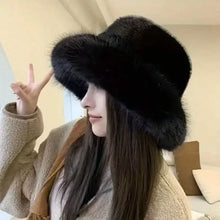 Load image into Gallery viewer, Wide Brim Fluffy Bucket Hat