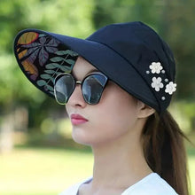 Load image into Gallery viewer, Wide Brim Sun Visor Foldable Picnic Hat Beach UV Protection Scallop Cap