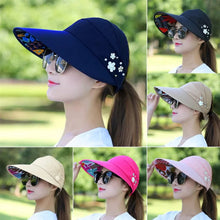 Load image into Gallery viewer, Wide Brim Sun Visor Foldable Picnic Hat Beach UV Protection Scallop Cap
