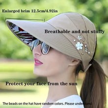 Load image into Gallery viewer, Wide Brim Sun Visor Foldable Picnic Hat Beach UV Protection Scallop Cap