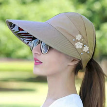Load image into Gallery viewer, Wide Brim Sun Visor Foldable Picnic Hat Beach UV Protection Scallop Cap