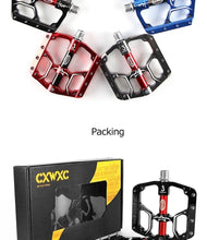 Load image into Gallery viewer, Wide Flat Mountain Road Cycling Bicycle Bike Pedal 3 Sealed Bearings 9/16 in Aluminum With Removable Antiskid Cleats Mountain Bike Pedal Platform Flat Bicycle Pedals Aluminum Alloy Non-Slip Metal Bike Pedals With 3 Bearings For Road