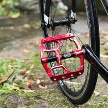 Load image into Gallery viewer, Wide Flat Mountain Road Cycling Bicycle Bike Pedal 3 Sealed Bearings 9/16 in Aluminum With Removable Antiskid Cleats Mountain Bike Pedal Platform Flat Bicycle Pedals Aluminum Alloy Non-Slip Metal Bike Pedals With 3 Bearings For Road