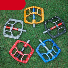 Load image into Gallery viewer, Wide Flat Mountain Road Cycling Bicycle Bike Pedal 3 Sealed Bearings 9/16 in Aluminum With Removable Antiskid Cleats Mountain Bike Pedal Platform Flat Bicycle Pedals Aluminum Alloy Non-Slip Metal Bike Pedals With 3 Bearings For Road