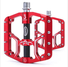 Load image into Gallery viewer, Wide Flat Mountain Road Cycling Bicycle Bike Pedal 3 Sealed Bearings 9/16 in Aluminum With Removable Antiskid Cleats Mountain Bike Pedal Platform Flat Bicycle Pedals Aluminum Alloy Non-Slip Metal Bike Pedals With 3 Bearings For Road