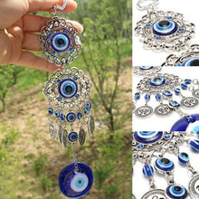 Load image into Gallery viewer, Wind Chimes Evil Eye Pendants Home Wall Hanging Decor Blessing Protection Gift Blue Evil Eye Wall Hanging Ornament With Round Eye Design Metal Home Decor Protection And Good Luck Charm Gift Blessing Protection Gift Dream Catcher Blue Rhinestone