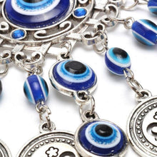 Load image into Gallery viewer, Wind Chimes Evil Eye Pendants Home Wall Hanging Decor Blessing Protection Gift Blue Evil Eye Wall Hanging Ornament With Round Eye Design Metal Home Decor Protection And Good Luck Charm Gift Blessing Protection Gift Dream Catcher Blue Rhinestone