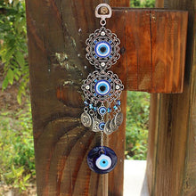 Load image into Gallery viewer, Wind Chimes Evil Eye Pendants Home Wall Hanging Decor Blessing Protection Gift Blue Evil Eye Wall Hanging Ornament With Round Eye Design Metal Home Decor Protection And Good Luck Charm Gift Blessing Protection Gift Dream Catcher Blue Rhinestone