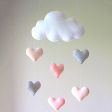 Load image into Gallery viewer, Wind Chimes Handmade Cloud Felt Love Pendant Baby Children Cloud Bed Bell Mobile Crib Jewelry Creative Pendant Bedroom Loving Ceiling Hanging Heart Decor Girls Wind Chime Nursery Decoration