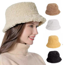 Load image into Gallery viewer, Winter Bucket Hat Women Warm Hats Vintage Faux Fur Fisherman Cap