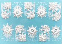 Load image into Gallery viewer, Winter Christmas Acrylic Engraved Nail Sticker Colorful Snow Design Decals Nail Water Slide Decals Nail Art Stickers Decals Christmas Snowflake Bronzing Christmas Slider Nail Art 3D Decals Decoration Decals Snowflakes Elk Bear Christmas Xmas Stickers