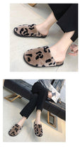 Load image into Gallery viewer, Winter Cotton Slippers Women Leopard Shoes Fashion Fur Slides For Home Comfort Warm Womens Slippers Non-slip Fuzzy House Memory Foam Slippers Furry Fur Lined Bedroom Slippers