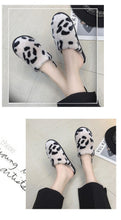 Load image into Gallery viewer, Winter Cotton Slippers Women Leopard Shoes Fashion Fur Slides For Home Comfort Warm Womens Slippers Non-slip Fuzzy House Memory Foam Slippers Furry Fur Lined Bedroom Slippers