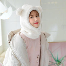 Load image into Gallery viewer, Winter Cute Bear Ears Warm Hat Windproof Neck Scarf Cap Student Women Plus Cashmere Cap Unisex Keep Warm Sports Beanies Knitted Headgear Face Hooded Cowl Neckerchief with Drawstring Soft Balaclava Pullover Knitted Beanie