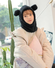 Load image into Gallery viewer, Winter Cute Bear Ears Warm Hat Windproof Neck Scarf Cap Student Women Plus Cashmere Cap Unisex Keep Warm Sports Beanies Knitted Headgear Face Hooded Cowl Neckerchief with Drawstring Soft Balaclava Pullover Knitted Beanie