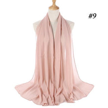 Load image into Gallery viewer, Winter Fashion Long Solid Color Soft Muslim Bubble Chiffon Hijab Scarf Shawls Hijab Elegant Scarf Wrap Lightweight Islamic Head Wear Escharpe Shawls Headband Wraps Lightweight Head Scarves Ladies Hijabs For Women