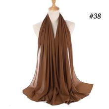 Load image into Gallery viewer, Winter Fashion Long Solid Color Soft Muslim Bubble Chiffon Hijab Scarf Shawls Hijab Elegant Scarf Wrap Lightweight Islamic Head Wear Escharpe Shawls Headband Wraps Lightweight Head Scarves Ladies Hijabs For Women