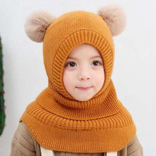Load image into Gallery viewer, Winter Hat Beanies Boys Beanie Two Hairball Child Knit Fur Hats Protect Face Neck Kids Girls Earflap Caps Pompom Hat Knitted Ski Beanie Hat Double Pompom Beanie Cap for Girls Boys Kids Beanie Winter Hat Baby Kids Infant Toddler