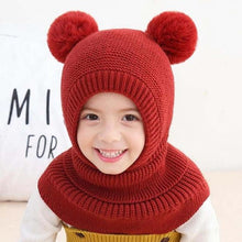 Load image into Gallery viewer, Winter Hat Beanies Boys Beanie Two Hairball Child Knit Fur Hats Protect Face Neck Kids Girls Earflap Caps Pompom Hat Knitted Ski Beanie Hat Double Pompom Beanie Cap for Girls Boys Kids Beanie Winter Hat Baby Kids Infant Toddler