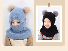 Load image into Gallery viewer, Winter Hat Beanies Boys Beanie Two Hairball Child Knit Fur Hats Protect Face Neck Kids Girls Earflap Caps Pompom Hat Knitted Ski Beanie Hat Double Pompom Beanie Cap for Girls Boys Kids Beanie Winter Hat Baby Kids Infant Toddler