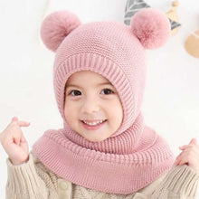 Load image into Gallery viewer, Winter Hat Beanies Boys Beanie Two Hairball Child Knit Fur Hats Protect Face Neck Kids Girls Earflap Caps Pompom Hat Knitted Ski Beanie Hat Double Pompom Beanie Cap for Girls Boys Kids Beanie Winter Hat Baby Kids Infant Toddler