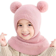Load image into Gallery viewer, Winter Hat Beanies Boys Beanie Two Hairball Child Knit Fur Hats Protect Face Neck Kids Girls Earflap Caps Pompom Hat Knitted Ski Beanie Hat Double Pompom Beanie Cap for Girls Boys Kids Beanie Winter Hat Baby Kids Infant Toddler
