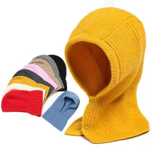Load image into Gallery viewer, Winter Hat Skullies Beanies Hats Men Women Scarf Warm Breathable Hood Knitted Hat Caps Balaclava Mask Gorras Bonnet Knitted Hat Face Hooded Cowl Neckerchief with Drawstring Soft Balaclava Pullover Knitted Beanie for Adults Men Women Ski Caps