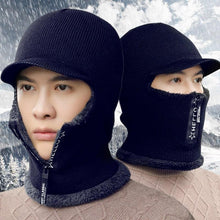 Load image into Gallery viewer, Winter Hat Skullies Beanies Hats Winter Beanies for Men Women Wool Zipper Scarf Caps Balaclava Mask Gorgas Bonnet Knitted Hat Warm Fleece Balaclava Windproof Ski Mask Cold Weather Face Mask Motorcycle Balaclava Hood Warmer Winter Sports Cap