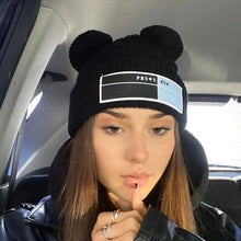 Load image into Gallery viewer, Winter Hats for Woman New Beanies Knitted Hat Cute Ear Girls Autumn Female Beanie Caps Warmer Bonnet Casual Cap Winter Beanie Hats for Women Girls Cable Knit Soft Cute Beanie with Double Pompom Ears Detachable Pompom Fur Hat Girls