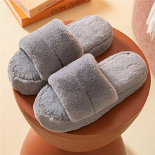 Load image into Gallery viewer, Winter Home Slippers Women Plush Fluffy Flip Flops Warm Shoes Soft Thick Soled Indoor Bedroom Fur Slides Women's Fuzzy Open Toe House Slippers Fancy Plush Slippers