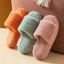 Load image into Gallery viewer, Winter Home Slippers Women Plush Fluffy Flip Flops Warm Shoes Soft Thick Soled Indoor Bedroom Fur Slides Women's Fuzzy Open Toe House Slippers Fancy Plush Slippers
