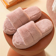 Load image into Gallery viewer, Winter Home Slippers Women Plush Fluffy Flip Flops Warm Shoes Soft Thick Soled Indoor Bedroom Fur Slides Women's Fuzzy Open Toe House Slippers Fancy Plush Slippers